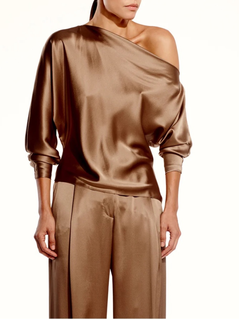 The Seí Silk drapped caramel top